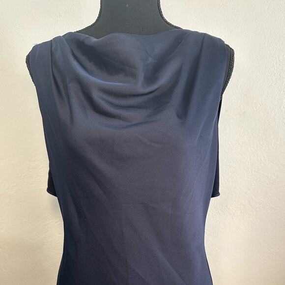 Rachel Zoe Caroline Navy Ruffled Open Back Evening Dress Gown Fishtail size 6 - Picture 7 of 16